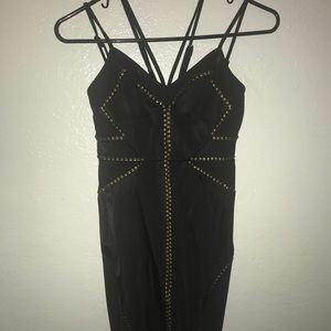 Strappy Black Studded Bodycon Dress